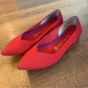 Rothy's The Point Ballet Flat Women's Slip On Shoes Size 7.5 Knit Red EUC